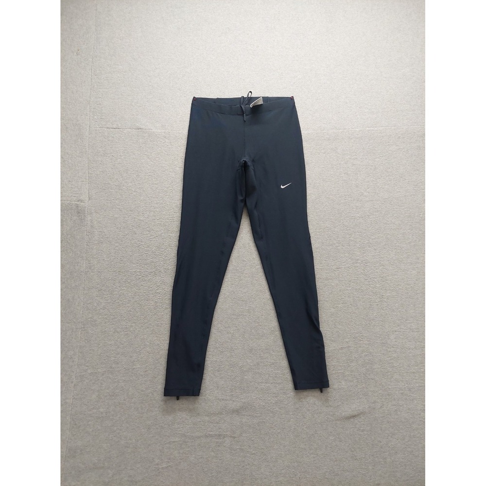 Nike Dri Fit Dry Women Active Running Leggings M Navy‎ Drawstring Activewear